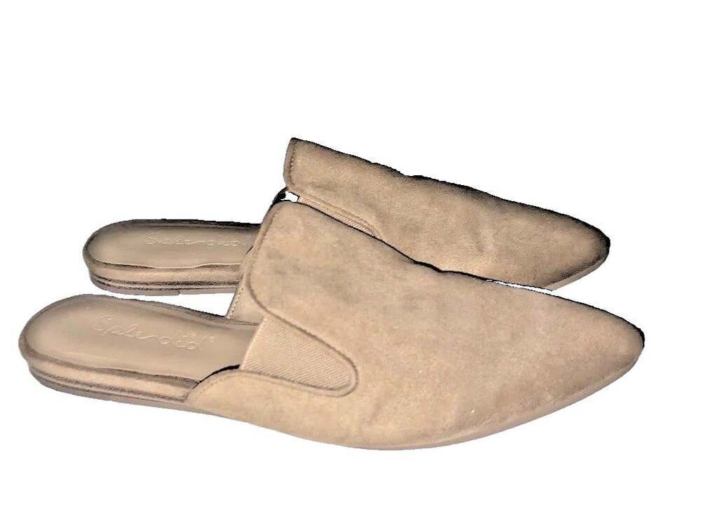 Splendid Womens Mules Size 7 Beige Suede Pointed Toe Slip On Flats Shoes office